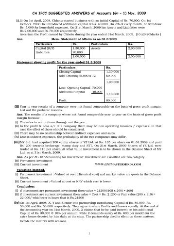 CA IPCC SUGGESTED ANSWERS of Accounts (Gr ... - Master Minds