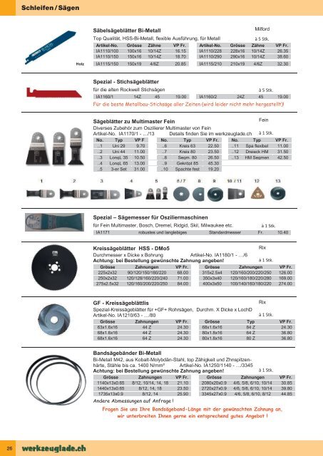 Der Metallbau Werkzeug Katalog