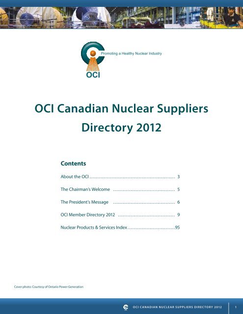 OCI Member Directory 2012 - Organization of CANDU Industries