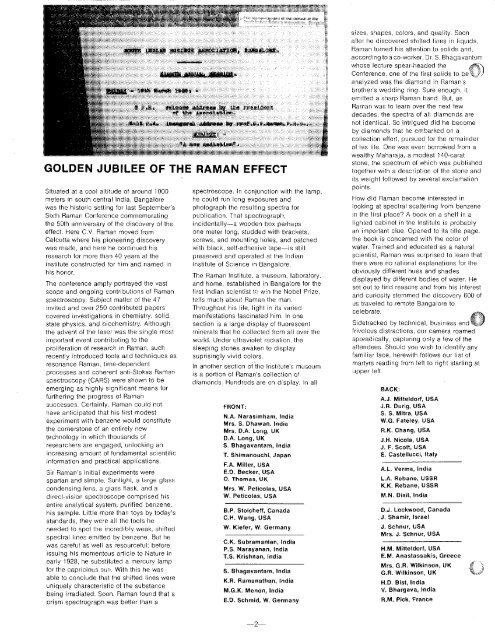 Raman Anniversary Issue - Golden Jubilee Of The ... - SPEX Speaker