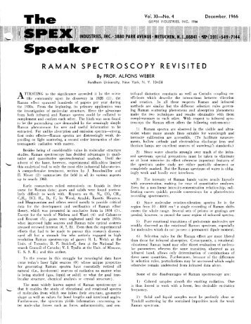 Raman Spectroscopy Revisited - SPEX Speaker