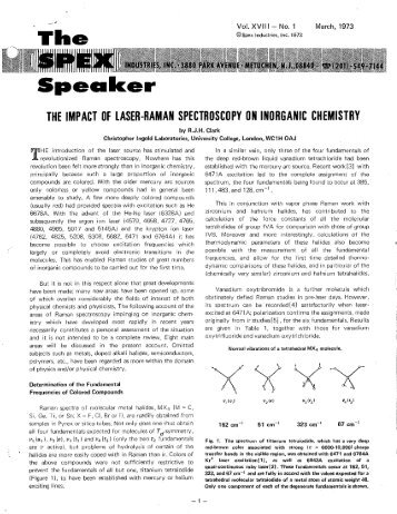 The Impact Of Laser-Raman Spectroscopy On ... - SPEX Speaker