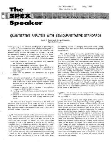 quantitative analysis with semiquantitative standards - SPEX Speaker