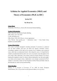 Syllabus for Applied Economics (MKE) and Theory of Economics ...