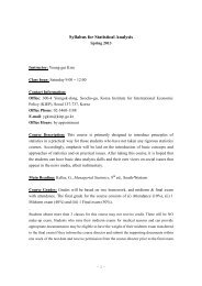 Syllabus for Statistical Analysis