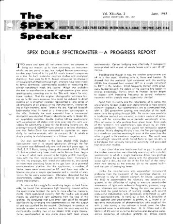 spex double spectrometer-a progress report - SPEX Speaker