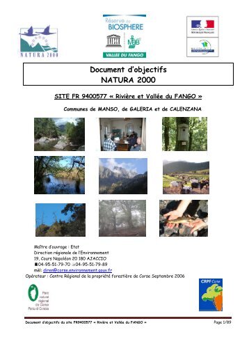 Document d'objectifs du site FR9400577 « Rivière ... - DREAL Corse