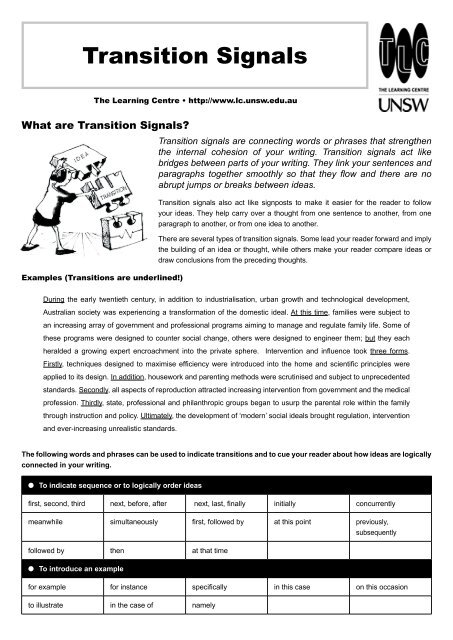 Transition Signals - The Learning Centre - University Of New South ...