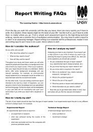 Report Writing FAQs - The Learning Centre - University of New ...