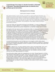 Rétrospective du colloque - CCERBAL - Université d'Ottawa