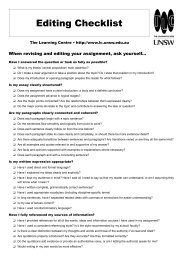 Editing Checklist - The Learning Centre - University of New South ...