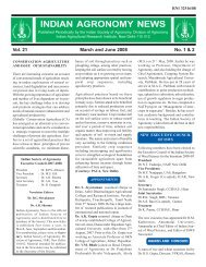 INDIAN AGRONOMY NEWS - Indian Society of Agronomy