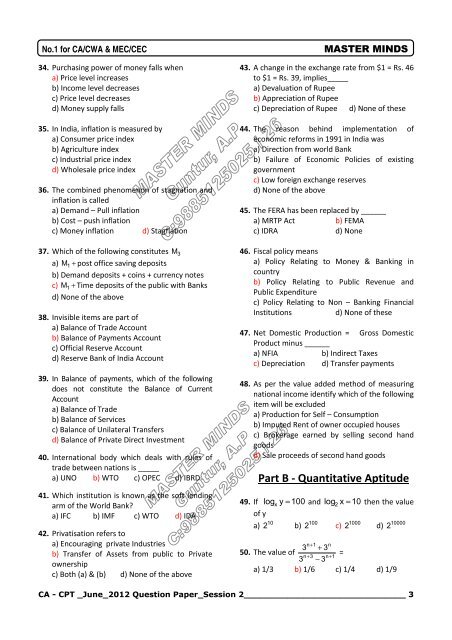 June 2012, CA-CPT Question Paper - Entrance Exams 2013 ...