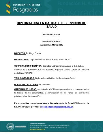 diplomatura en calidad de servicios de salud - Campus Virtual de ...