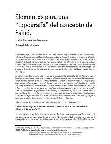 Elementos para una “topografía” del concepto de Salud.