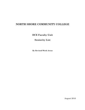 NORTH SHORE COMMUNITY COLLEGE - MCCC