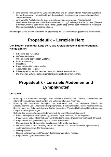 Lernziele Innere Medizin - UniversitÃ¤tsklinikum Hamburg-Eppendorf