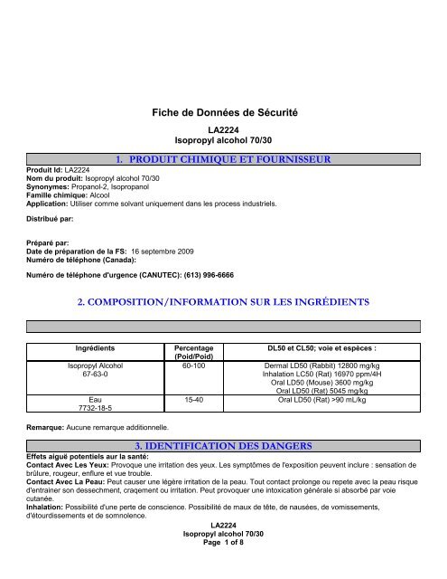 alcool isopropylique 70 - Les Ãquipements d'Ã©rabliÃ¨re CDL Inc.