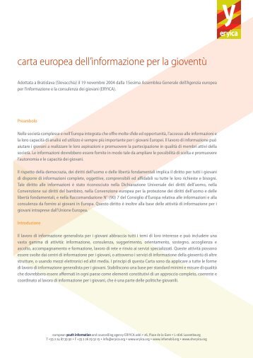 carta europea dell'informazione per la gioventù - eryica