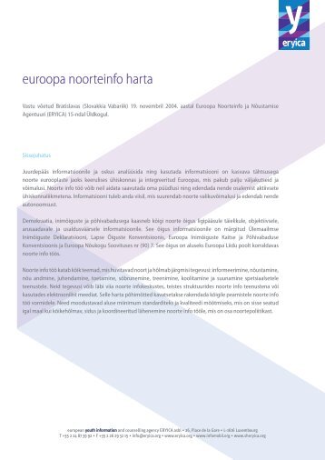 euroopa noorteinfo harta - eryica