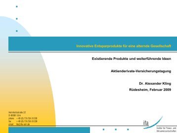 Fondsgebundene Rentenbezugsphase - Institut fÃ¼r Finanz