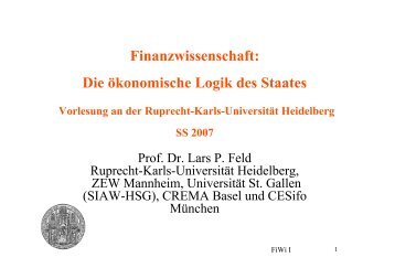 Die ökonomische Logik des Staates - Ruprecht-Karls-Universität ...