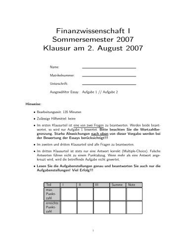 Klausur vom 1. Termin (02.08.2007) - Alfred-Weber-Institut für ...