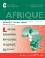 Les investissements dans la recherche agricole en Afrique ...