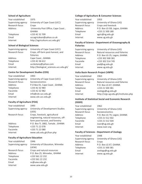 ASTI Directory of Agricultural R&D Agencies in 31 African ... - cgiar