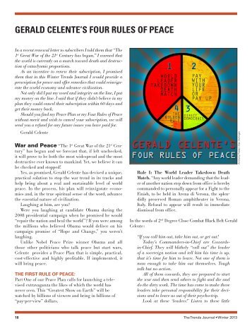 gerald celente's four rules of peace - Trends Research Institute