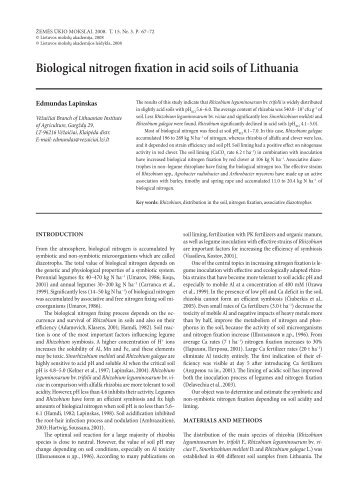 Biological nitrogen fixation in acid soils of Lithuania - Lietuvos ...