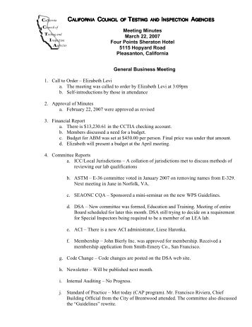 Meeting Minutes March 22, 2007 Four Points Sheraton Hotel ... - cctia