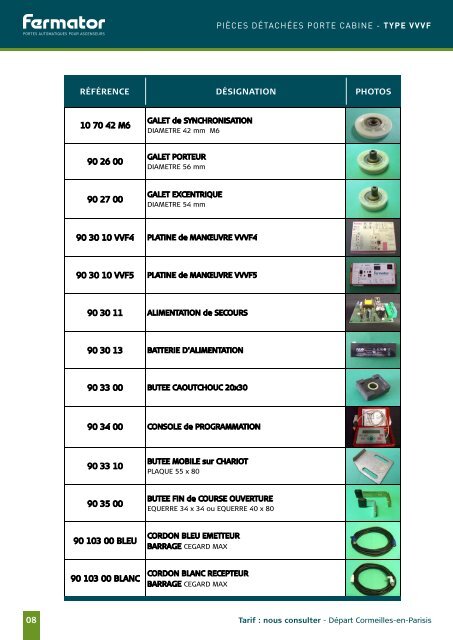 Télécharger le catalogue des pièces détachées ... - Fermator France