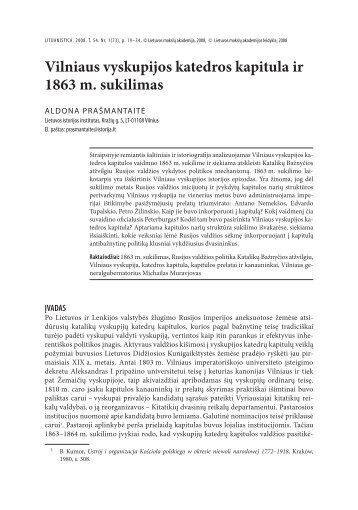 LITUANISTICA. 2008. T. 54. Nr. 1(73), p. 19–34, © Lietuvos