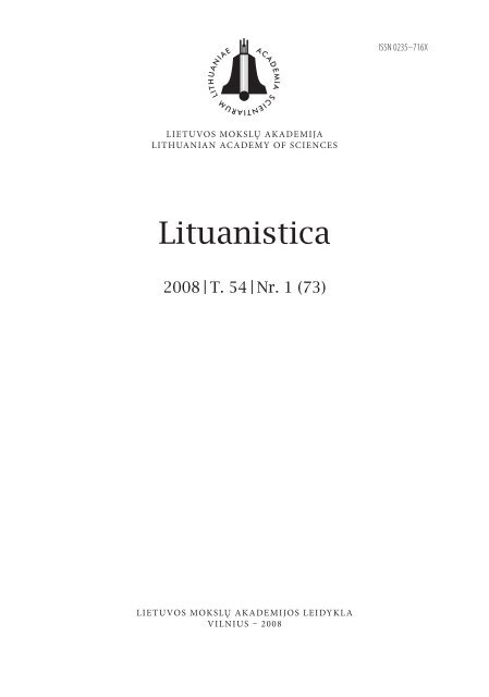 Lituanistica - Lietuvos mokslų akademijos leidybos skyrius