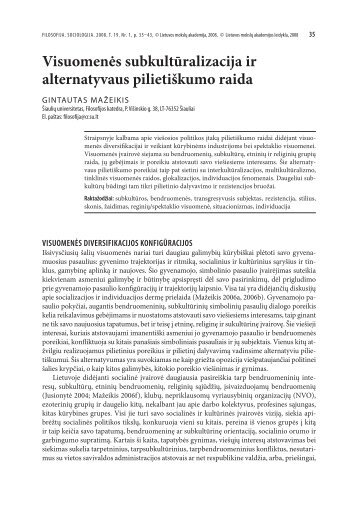 Visuomenės subkultūralizacija ir alternatyvaus pilietiškumo raida