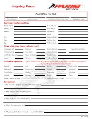 Medical Release Form - Parisi Speed School