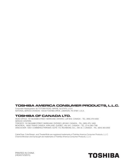 LCD Television - Toshiba Canada