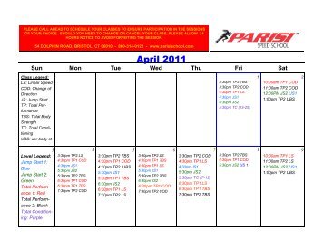 Parisi Schedule Feburary 2010 - Parisi Speed School