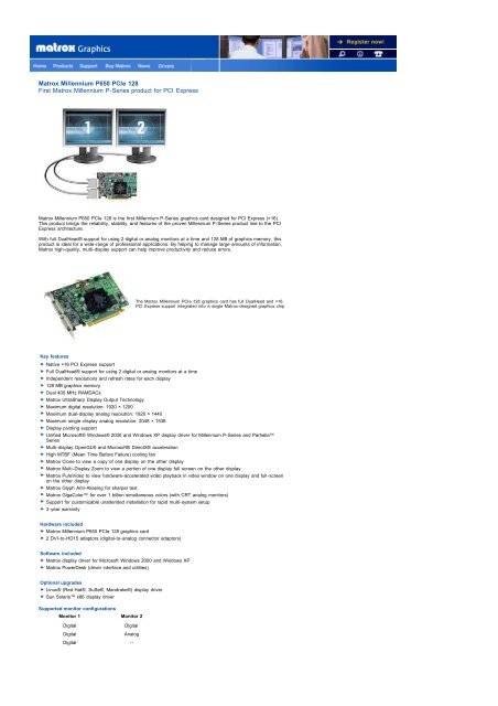 MATROX P650 PCIE 128 WINDOWS XP DRIVER DOWNLOAD DOWNLOAD DRIVER: MATROX P650 PCIE 128