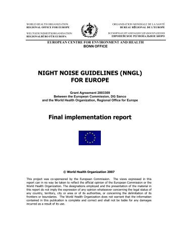 NIGHT NOISE GUIDELINES (NNGL) FOR EUROPE Final implementation ...