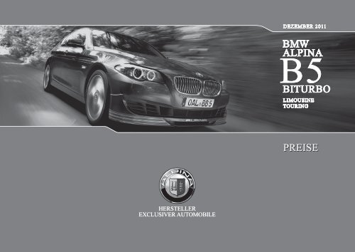 Preisliste Alpina B5, 12/2011 - BMW Alpina