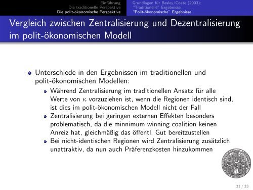 Zentrale und dezentrale Bereitstellung von öffentlichen Gütern