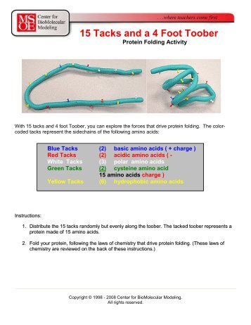 15 Tacks and a 4 Foot Toober - Center for BioMolecular Modeling