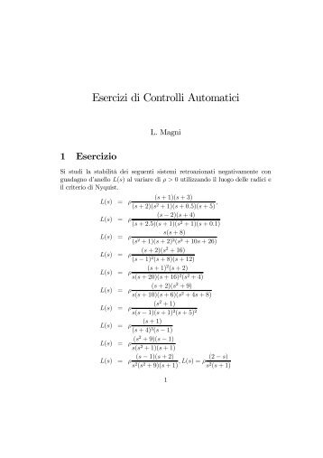 Esercizi di Controlli Automatici