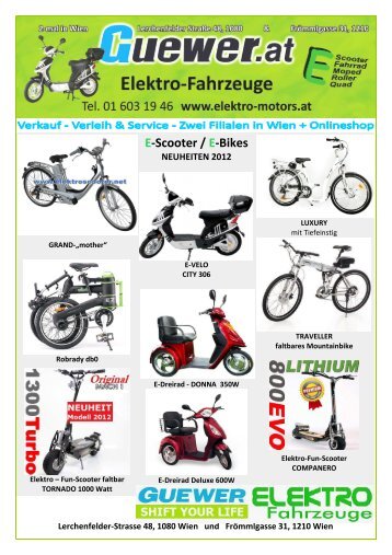 E-Scooter / E-Bikes NEUHEITEN 2012 - Elektro-Moped