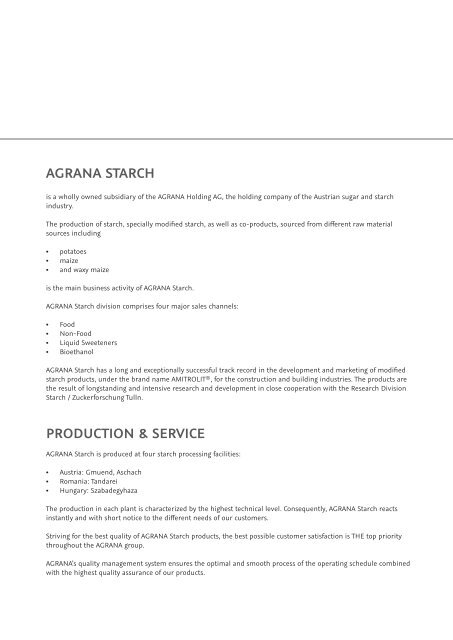 Construction Chemicals and Additives - Agrana