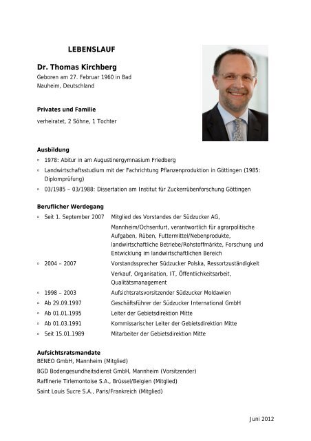 Dr. Thomas Kirchberg - Agrana