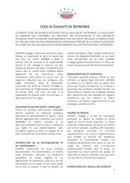 CODE DE CONDUITE EN ENTREPRISE - AGRANA