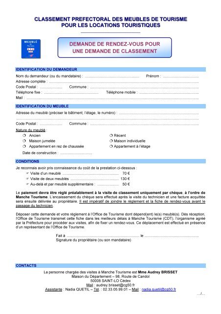 Fiche de RDV pour classement MT